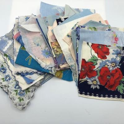 Blue Variety Lot of Vintage Handkerchiefs