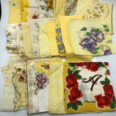 Yellow Variety Lot of Vintage Handkerchiefs