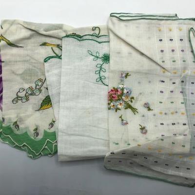 Green Vintage Variety Of Handkerchiefs
