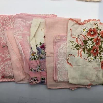 Variety Lot of Handkerchiefs in Shades of Pink