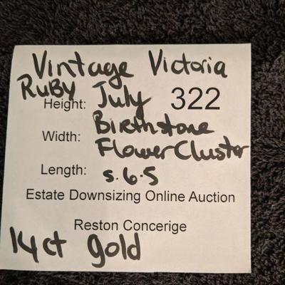  Lot 322 - Vintage Ruby Victorian Ring - Flower Cluster 