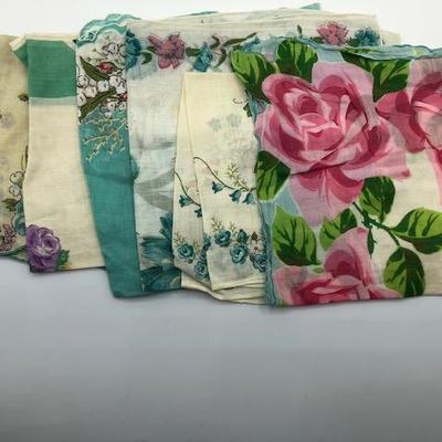 Vintage Teal Handkerchief Variety Lot