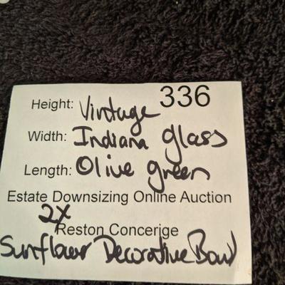 Lot 336 - Indiana olive green glass dish x 2 