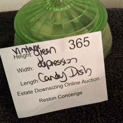 Lot 365 - Vintage Green Depression Candy Dish