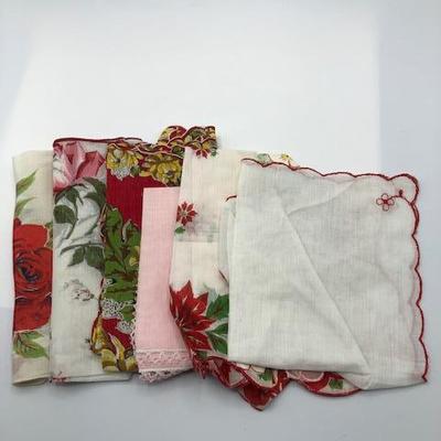Lot of 6 Shades of Red Handkerchiefs