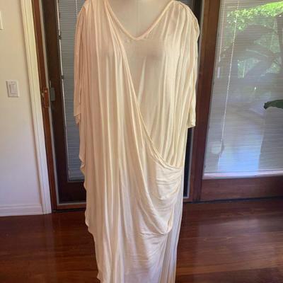 IB 43  TOGA PARTY! VINTAGE WHITE COTTON GAUZE FLOWING DRESS