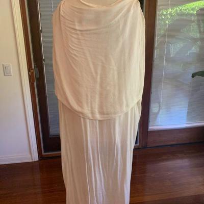IB 43  TOGA PARTY! VINTAGE WHITE COTTON GAUZE FLOWING DRESS