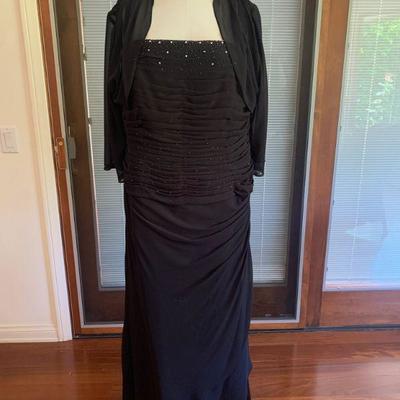 IB 51  JADE by JASMINE BLACK CHIFFON FORMAL GOWN BOLERO JACKET