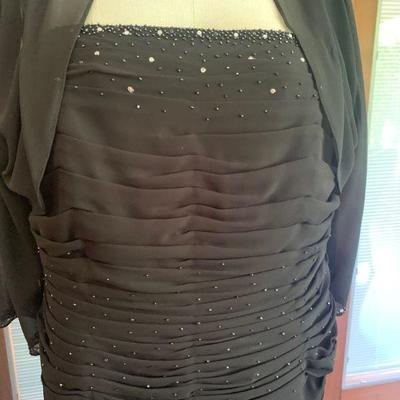 IB 51  JADE by JASMINE BLACK CHIFFON FORMAL GOWN BOLERO JACKET
