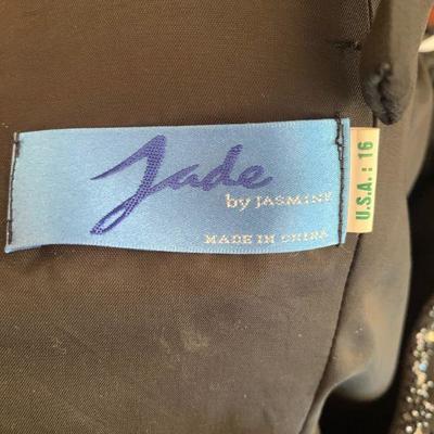IB 51  JADE by JASMINE BLACK CHIFFON FORMAL GOWN BOLERO JACKET