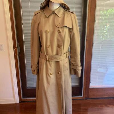 IB 53  VINTAGE DESIGNER BURBERRY'S TRENCH RAIN COAT w/SLOUCH HAT