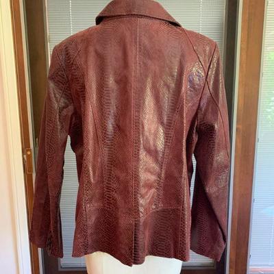 IB 54 BURGUNDY LEATHER SNAKE PRINT JACKET BRADLEY BAYOU