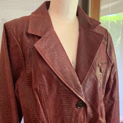 IB 54 BURGUNDY LEATHER SNAKE PRINT JACKET BRADLEY BAYOU