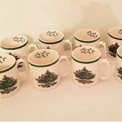 Lot #63  Spode Christmas Tree Coffee Mugs - set of 8