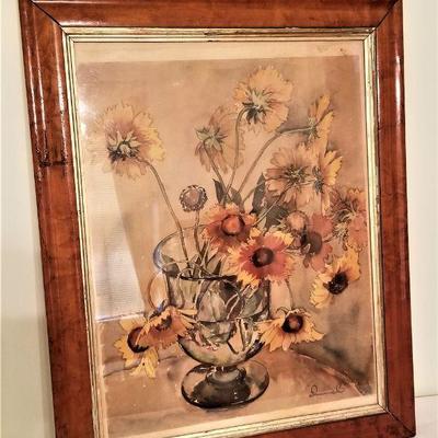 Lot #66  Depression era print in frame - stylish floral still life