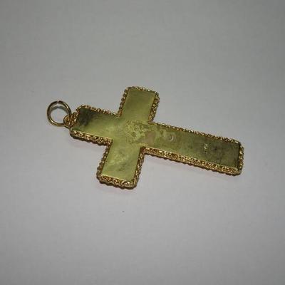 Vintage Cloisonne Mosaic Cross Pendant, Made in Italy 