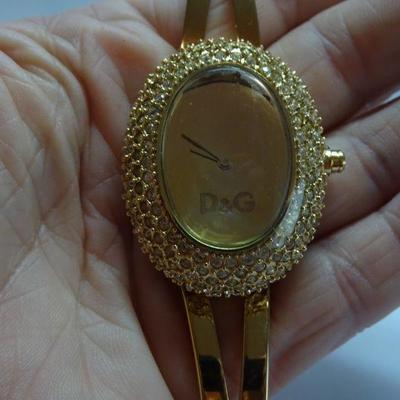 Dolce & Gabbana Time Quartz Laminated Gold Women's Rhinestone D&G