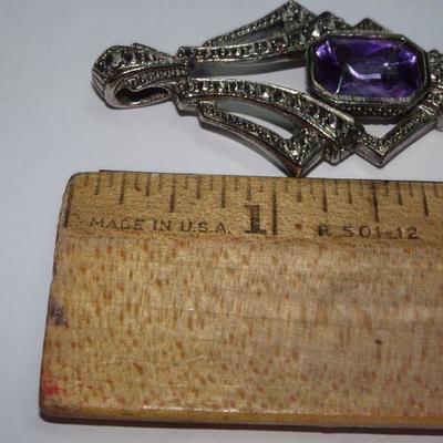 Faux Amethyst Color Pendant, Purple Stone 