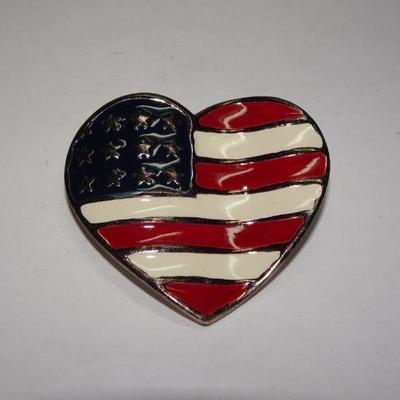 Patriotic Heart Pin, USA Flag, Stars & Stripes 