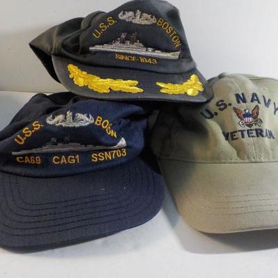 USS Boston Naval Hats and naval veteran hat.