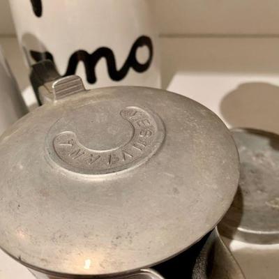 LOT 70  VINTAGE EXPRESSO MAKER w/ITALIAN THEME KITCHEN ITEMS