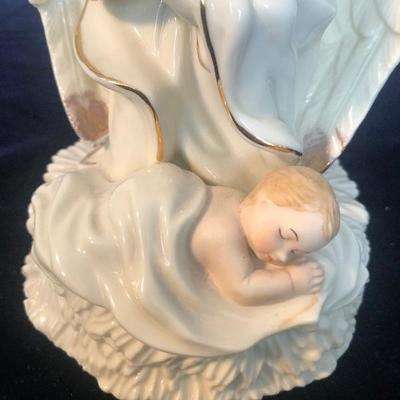 #146 Angel with sleeping baby music statue