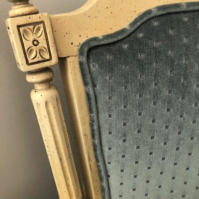#166 2 Colonial style chairs, blue upholstery