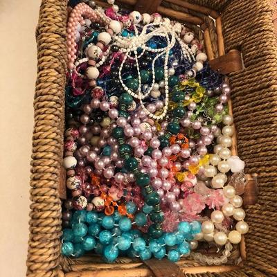 #180 Basket of used costume jewelry