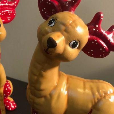 #211 2 quilted ceramic reindeer