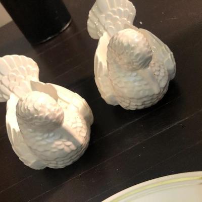 #215 Glass Bundle  Ship plate and bird candle holders