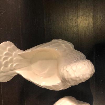 #215 Glass Bundle  Ship plate and bird candle holders