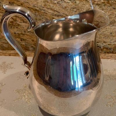 LOT 82   VINTAGE SILVER PLATE WATER PITCHER & GLASS/SILVER PLATE DRINK PITCHER