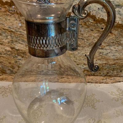 LOT 82   VINTAGE SILVER PLATE WATER PITCHER & GLASS/SILVER PLATE DRINK PITCHER