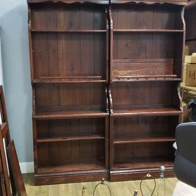 Ethan Allen Antiqued Old Tavern Dark Pine Bookshelf & Hutch