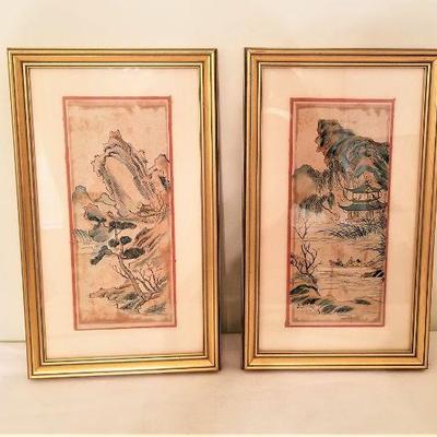 Lot #70  Pair of original water colors on rice paper - Chinese