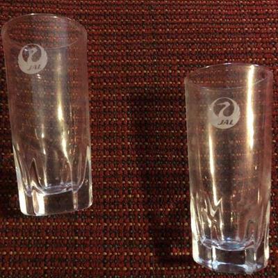 Pair of Vintage Japan Airlines tall shot glasses