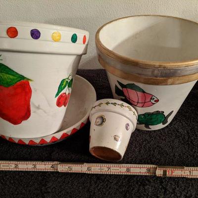 Lot 355 - Hand Painted Planter - Set of 3 