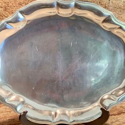 LOT 87  LARGE POLISHED PEWTER SERVING PLATTER/TRAY WILTON COLUMBIA
