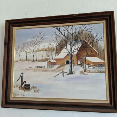 Lot 252 - Painting Acrylic Winter Scene