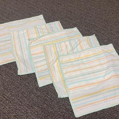Set of 5 Pastel Striped Linen Napkins