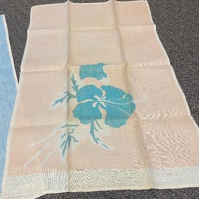 Pair of Vintage Hibiscus Flower Tea Towels