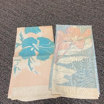 Pair of Vintage Hibiscus Flower Tea Towels