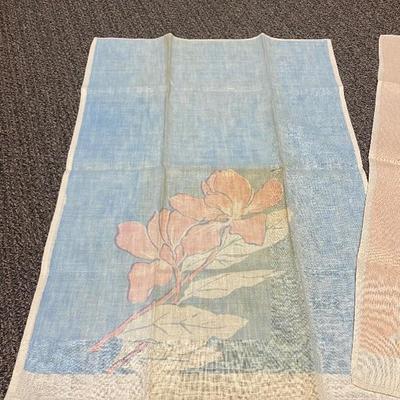Pair of Vintage Hibiscus Flower Tea Towels