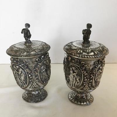 19th C. Pair of Lidded Chalices.  