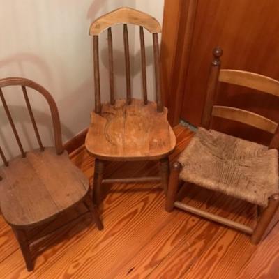 Lot #16 Three Antique Childrenâ€™s Chairs
