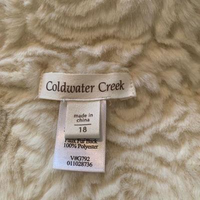 IB 68  COLDWATER CREEK IVORY FAUX FUR & POLYESTER JACKET