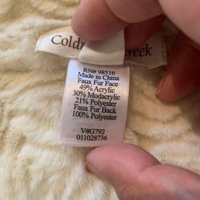 IB 68  COLDWATER CREEK IVORY FAUX FUR & POLYESTER JACKET
