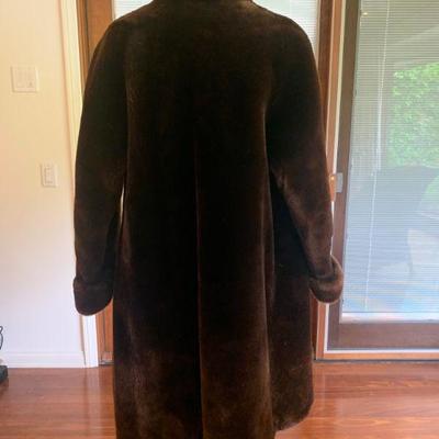 IB 69  VINTAGE BROWN MOUTON FULL LENGTH SWING FUR COAT