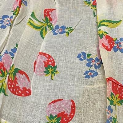 Vintage White Sheer Apron with Strawberries and Flowers