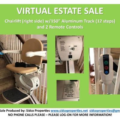 Chair Lift - Right Side with 150" Aluminum Track (12 Steps)